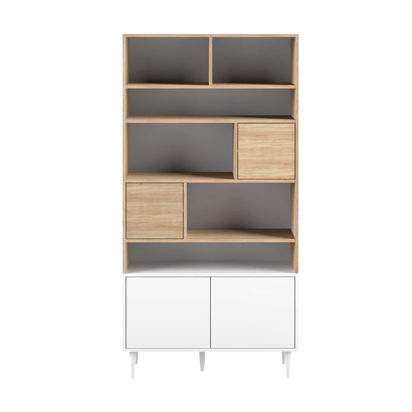Бял шкаф за книги в дъб 90x180 cm Horizon - TemaHome