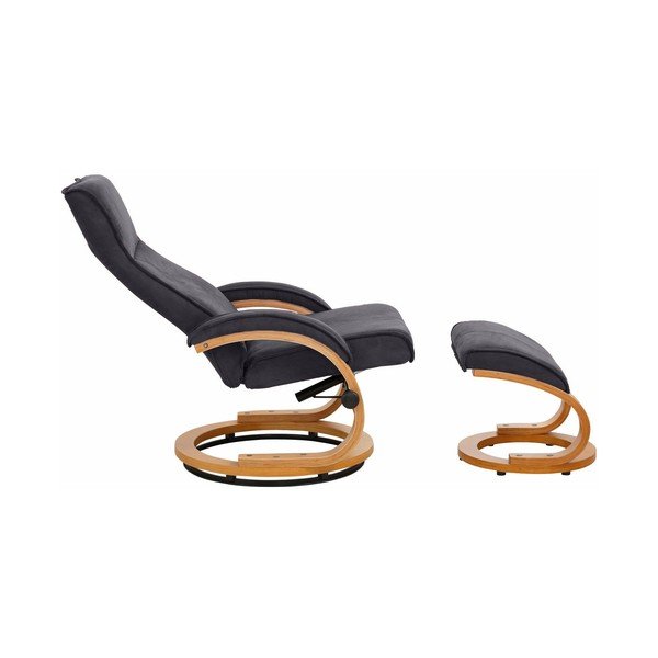 Комплект от сив фотьойл и табуретка за крака с текстилно покритие Rika Paprika - Støraa-image-2