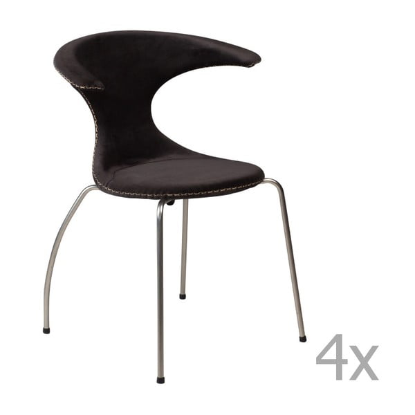 Sada 4 černých jídelních židlí s kovovým podnožím DAN– FORM Flair