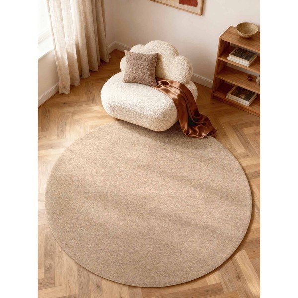 Ръчно изработен вълнен кръгъл килим в естествен цвят ø 200 cm Puristic Knots – Elle Decoration-image-1