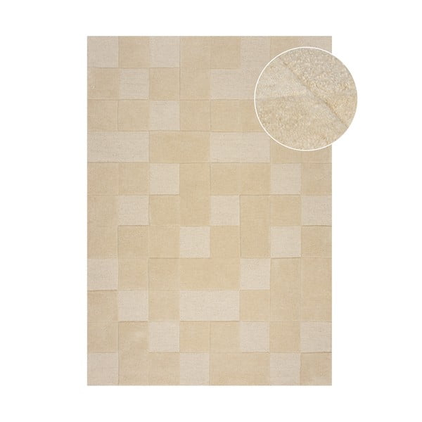 Бежов вълнен килим 290x200 cm Checkerboard - Flair Rugs