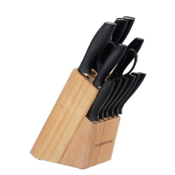 Комплект от 12 ножа, ножица, точилка и дървено блокче - Sabichi