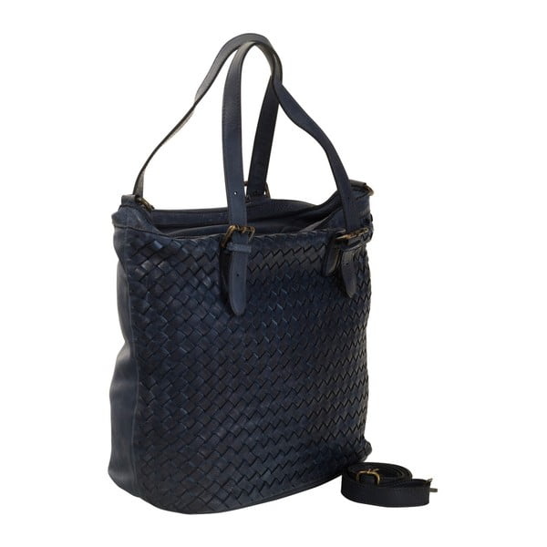 Тъмно синя чанта от естествена кожа Big Dark Blue - Andrea Cardone