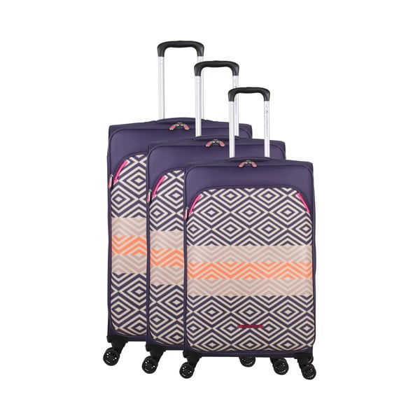 Комплект от 3 лилави багажа на 4 колела Lulucastagnette Peruana - LULUCASTAGNETTE
