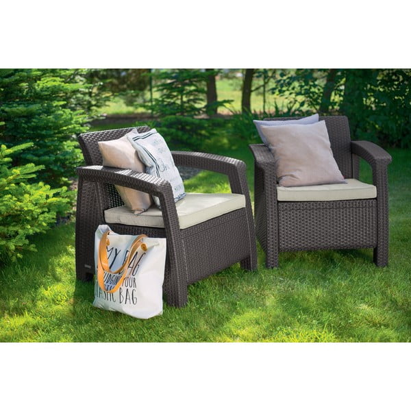 Кафяво градинско кресло Corfu – Keter-image-2