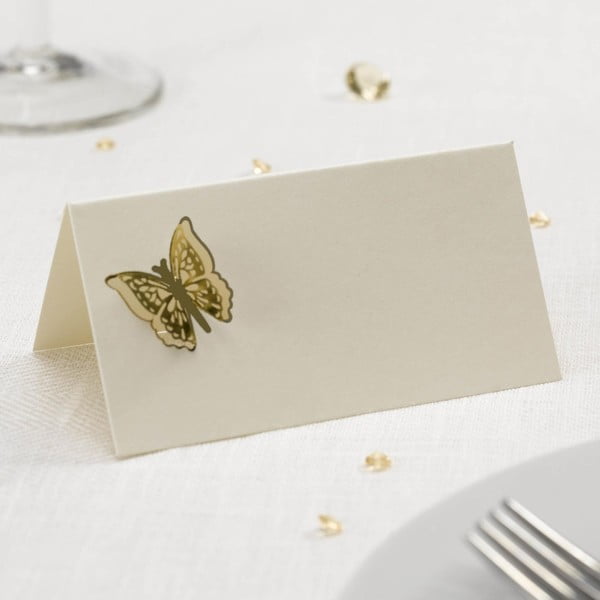 Sada 10 jmenovek s 3D dekorací v zlaté barvě Neviti Butterfly