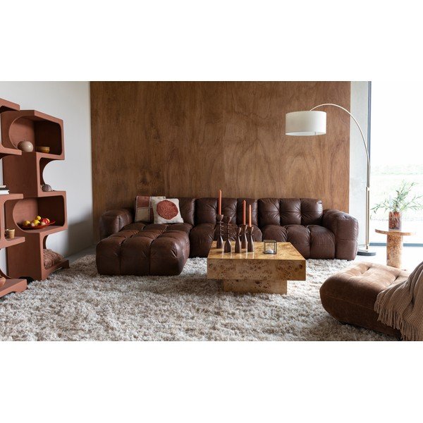 Кожен модулен диван в цвят кафяв коняк 364 cm Hackman – Dutchbone-image-1