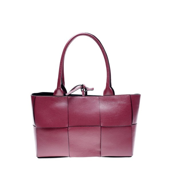 Виненочервена кожена чанта , 24 x 45 cm - Anna Luchini