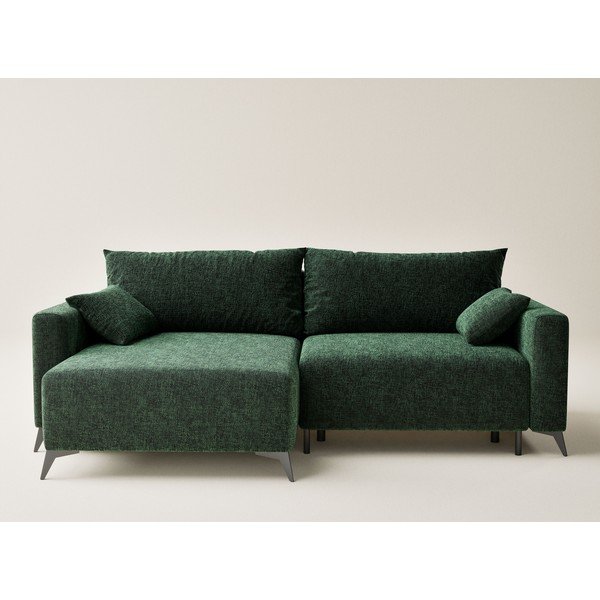 Тъмнозелен шенилов сгъваем/с място за съхранение ъглов диван (ляв ъгъл) Leon – Maison de Rêve-image-2