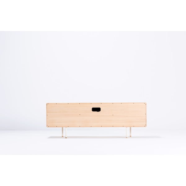 Бяла/естествена маса за телевизор от масивен дъб 180x64 cm Fina – Gazzda-image-4