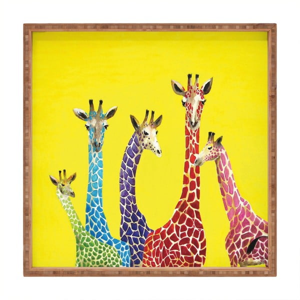 Дървена декоративна табла за сервиране Жирафи, 40 x 40 cm - Unknown