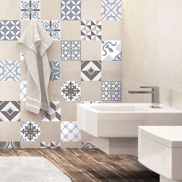 Комплект от 24 декоративни стикера за стена Mosaic Portugal, 15 x 15 cm - Ambiance