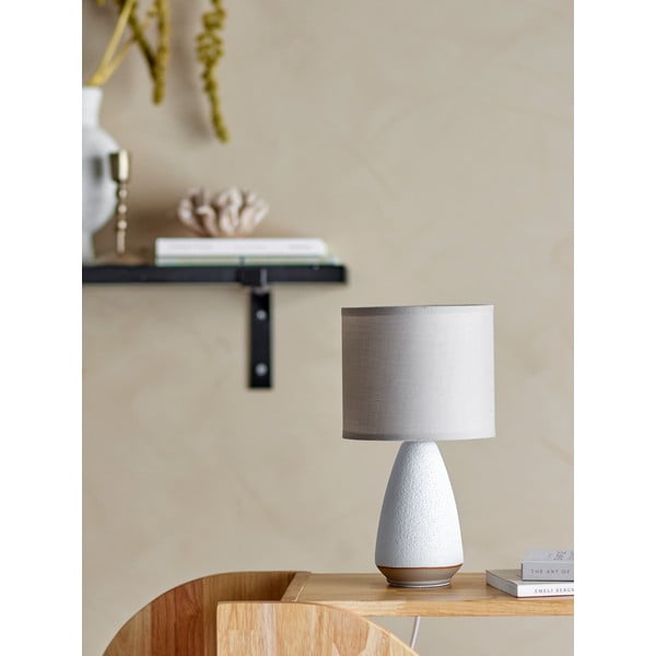 Настолна лампа с текстилен абажур в бял и бежов цвят (височина 27,5 cm) Paprica – Bloomingville-image-1