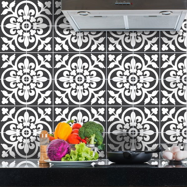 Комплект от 60 стикера за стена Decals Classic Tiles Shade of Grey, 15 x 15 cm - Ambiance