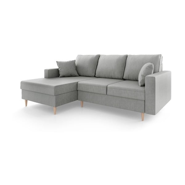Сив разтегателен диван с място за съхранение Aubrieta, ляв ъгъл - Mazzini Sofas