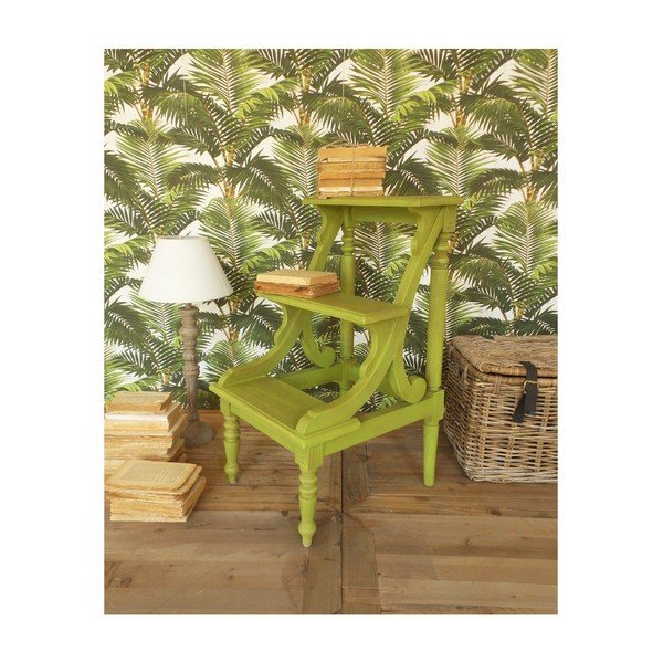 Антична табуретка от зелен махагон, височина 81 cm - Orchidea Milano