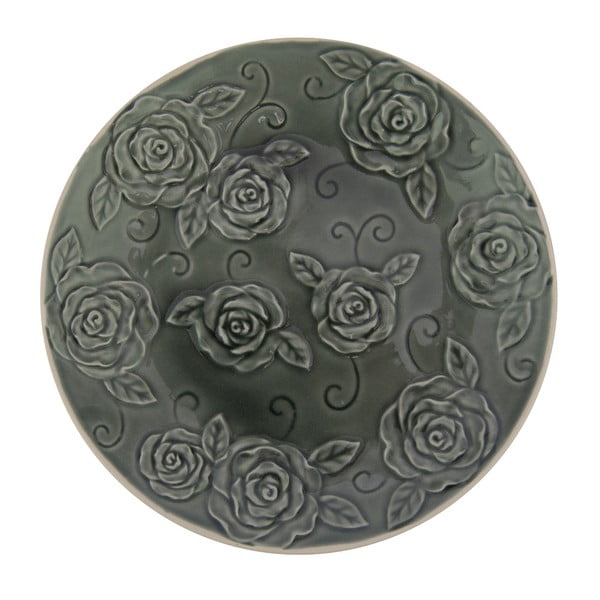Тъмнозелена декоративна чиния "Рози", ⌀ 25,5 cm - Antic Line