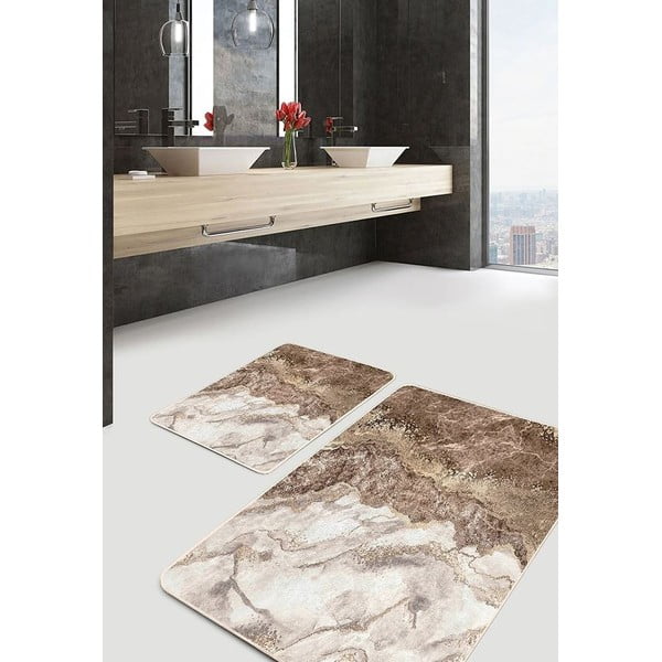 Кафяви изтривалки за баня в комплект от 2 бр. 60x100 cm - Mila Home-image-2