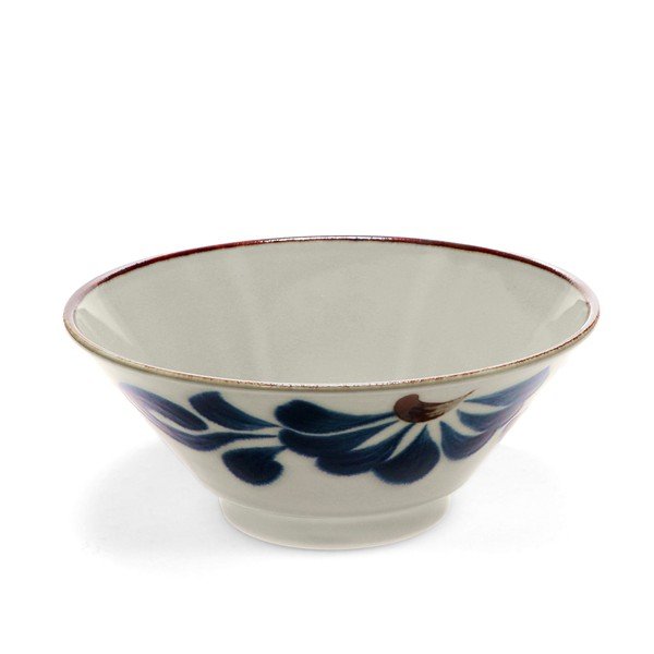 Синьо-бежова порцеланова рамен купичка 900 ml Flower – Rex London