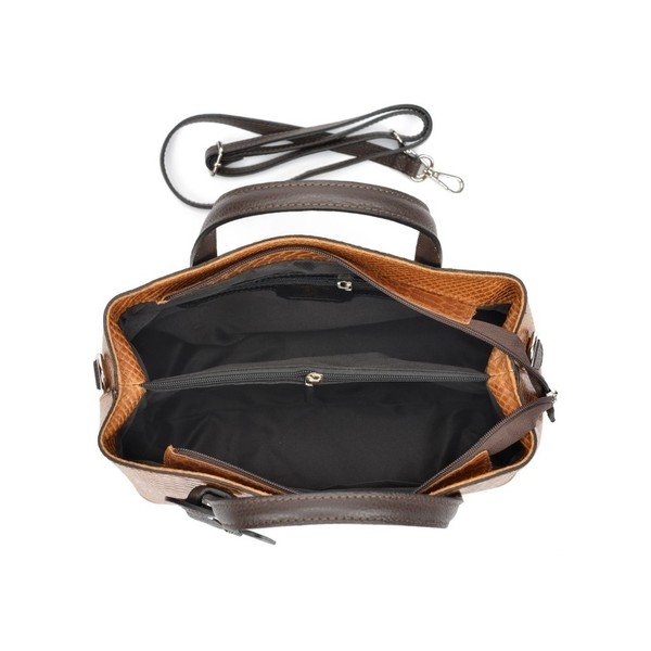 Кафява кожена чанта Muriella в цвят коняк - Roberta M-image-1