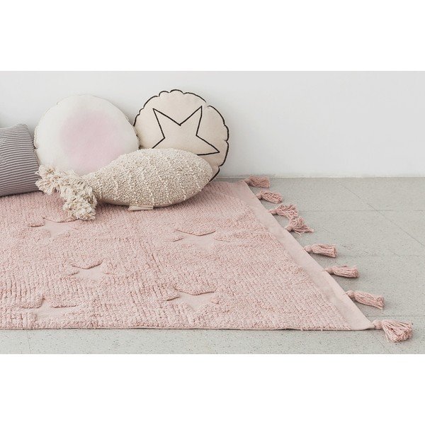 Розов ръчно изработен памучен детски килим подходящ за пране 120x175 cm Hippy Stars Vinatge Nude – Lorena Canals-image-1