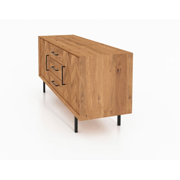 Нисък скрин от дъбова дървесина в естествен цвят 144x65 cm Abies - The Beds-image-3