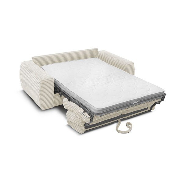 Бежов диван за ежедневно спане/сгъваем от рипсено кадифе 240 cm Hugo – Bobochic Paris-image-3