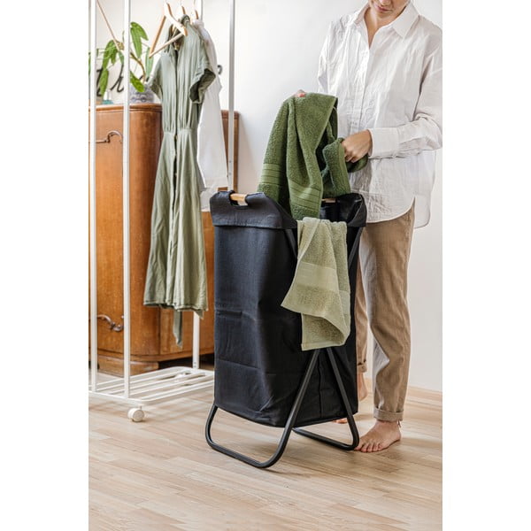 Черен сгъваем кош за пране Loft - Wenko-image-2