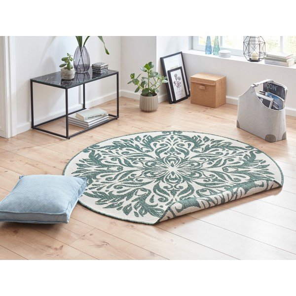 Зелен и кремав килим на открито , ⌀ 140 cm Madrid - NORTHRUGS-image-4