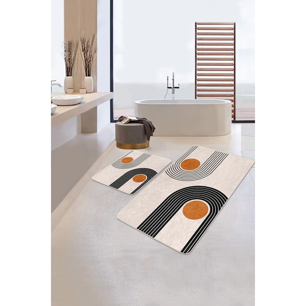 Бежови кадифени постелки за баня в комплект от 2 бр. 60x100 cm Dot Arch – Mila Home-image-2