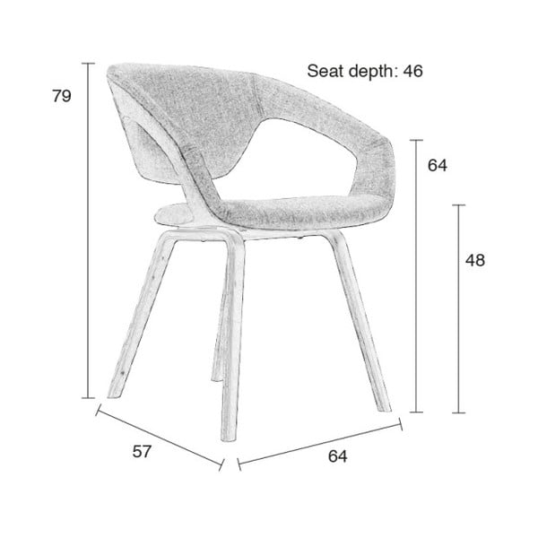 Sada 2 šedých židlí s černými nohami Zuiver Flexback-image-1