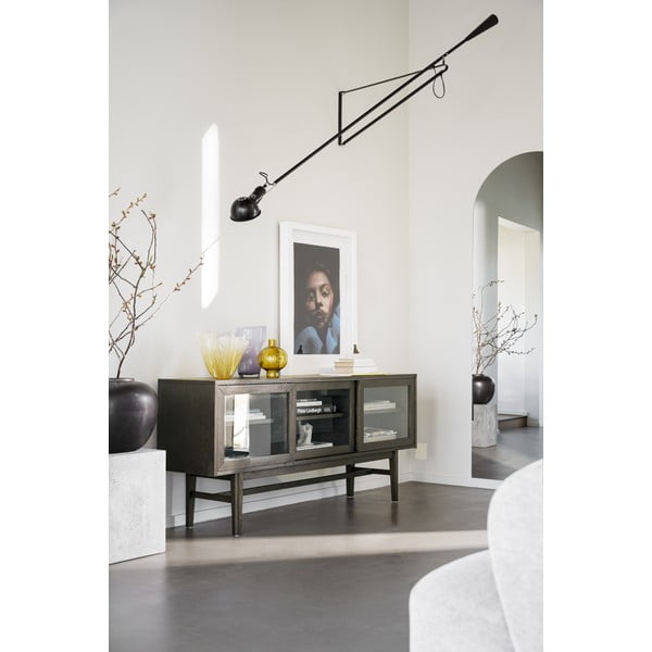 Кафява витрина от декор от дъб  с плъзгащи се врати 170x75 cm Hazelton – Rowico-image-1