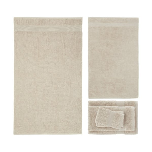 Бежови памучни хавлии и кърпи за баня в комплект от 6 бр. от тери Anti-Bacterial – Catherine Lansfield-image-2