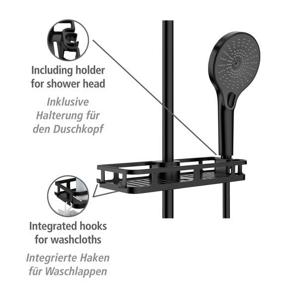 Матово черен самоносещ пластмасов рафт за баня Libertà - Wenko-image-4
