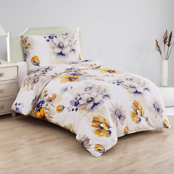 Бяло единично  спално бельо от микроплюш 140x200 cm Blossom – My House