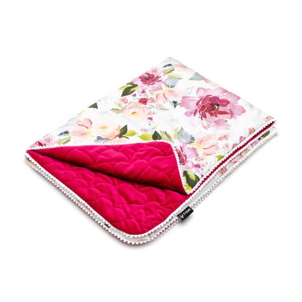 Бяло/розово памучно бебешко одеяло 80x100 cm Watercolor Flowers – T-TOMI