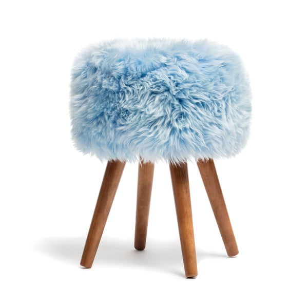 Табуретка със седалка от синя овча кожа , ⌀ 30 cm - Royal Dream