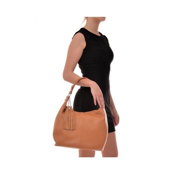 Koňakově hnědá kožená kabelka Sofia Cardoni Bruhna-image-2