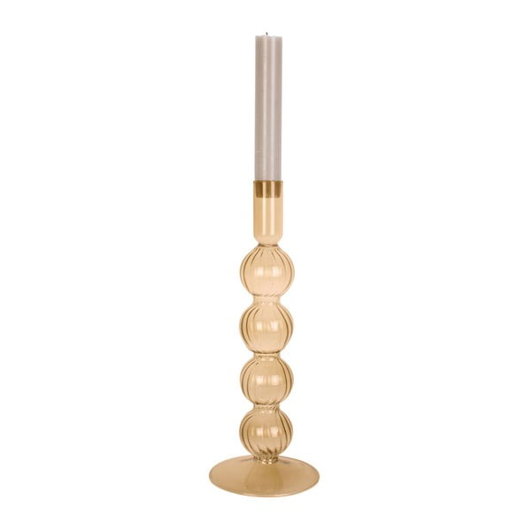 Светлокафяв стъклен свещник Bubbles Swirl - PT LIVING-image-1