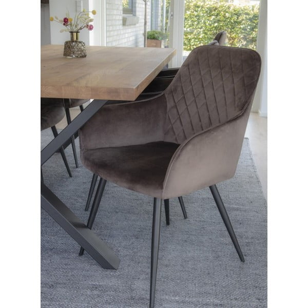 Светлокафяви тапицирани трапезни столове в комплект с подлакътници 2 бр. Harbo – House Nordic-image-1