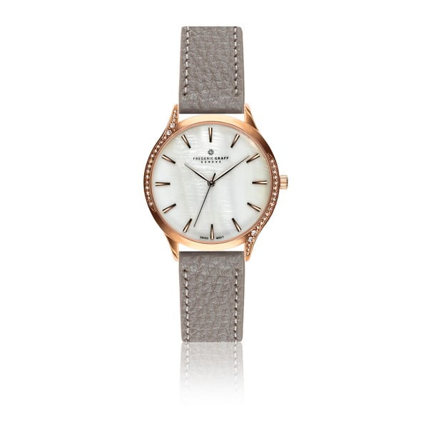 Дамски часовник със сива каишка от естествена кожа Lurgo - Frederic Graff