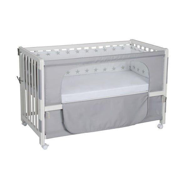 Бяло детско креватче на колела с балдахин 60x120 cm Little stars - Roba-image-2