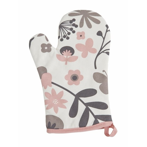 Bílo-růžová kuchyňská rukavice ZicZac Floral
