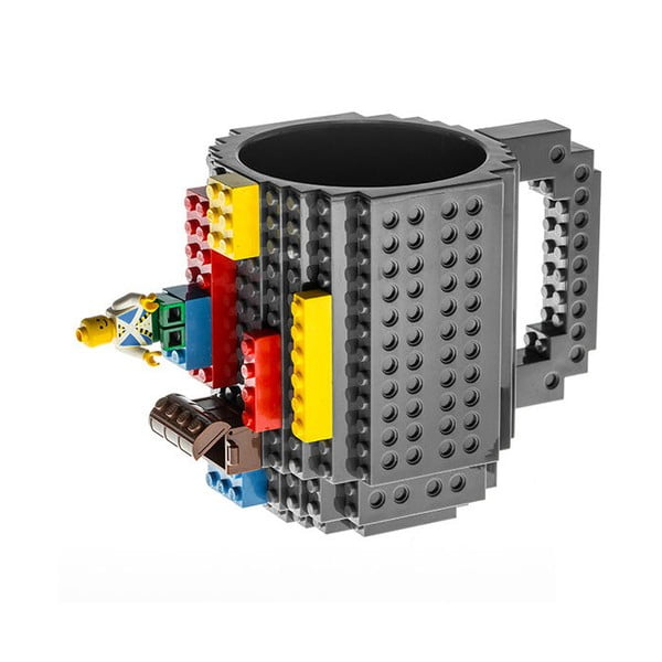 Сива пластмасова чаша с мотив LEGO с тухлички , 350 ml - Just Mustard