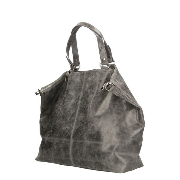 Сива кожена чанта Terracia - Chicca Borse-image-4