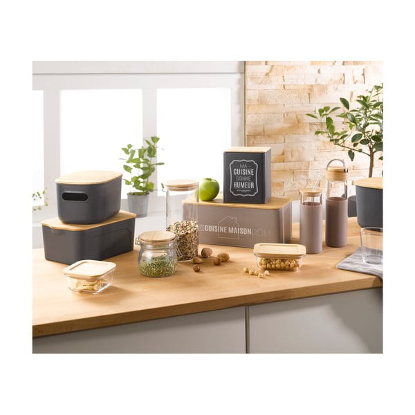 Антрацитна пластмасова кутия за съхранение с капак 24x18x12,5 cm – Homéa-image-1