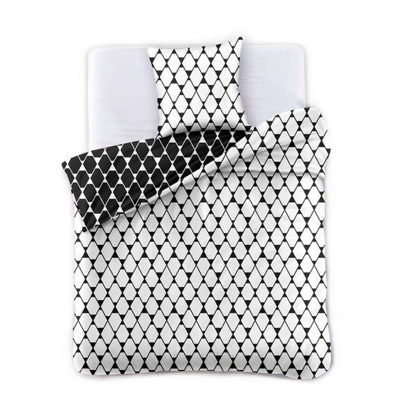 Черно-бяло двустранно спално бельо от микрофибър Hypnosis Rhombuses, 230 x 220 cm - DecoKing