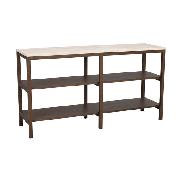 Конзолна маса в кафяво и бежово с каменен плот 140x40 cm Orwel - Rowico-image-3