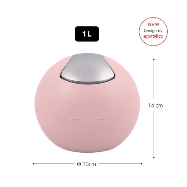 Розово пластмасово кошче за боклук 1 l   Bowl Matt – Spirella-image-1