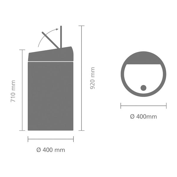 Сиво стоманено кошче за боклук, отваряне с докосване 60 l Touch Bin – Brabantia-image-4